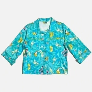 Vintage Sea Suns Womens Hawaiian Button Up Shirt Jacket Butterfly Colorful Large